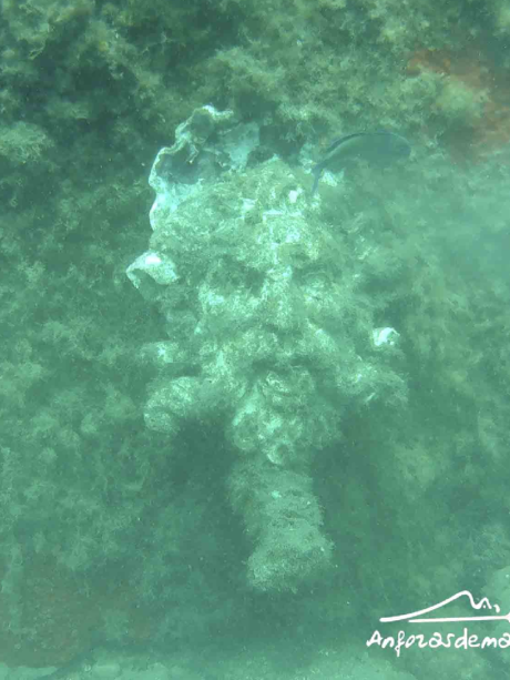 Cabeza de Tritón, de 45 cm de alto, envejecida bajo el mar. Elemento decorativo de interior o exterior.