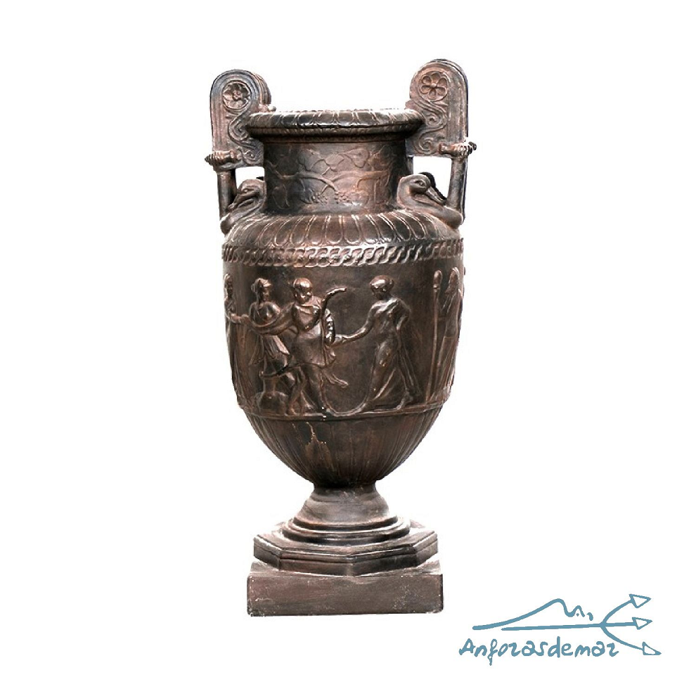 Copa Ánfora Pequeña, en mármol reconstituido, de 95 cm de alto. Elemento decorativo de interior o exterior.